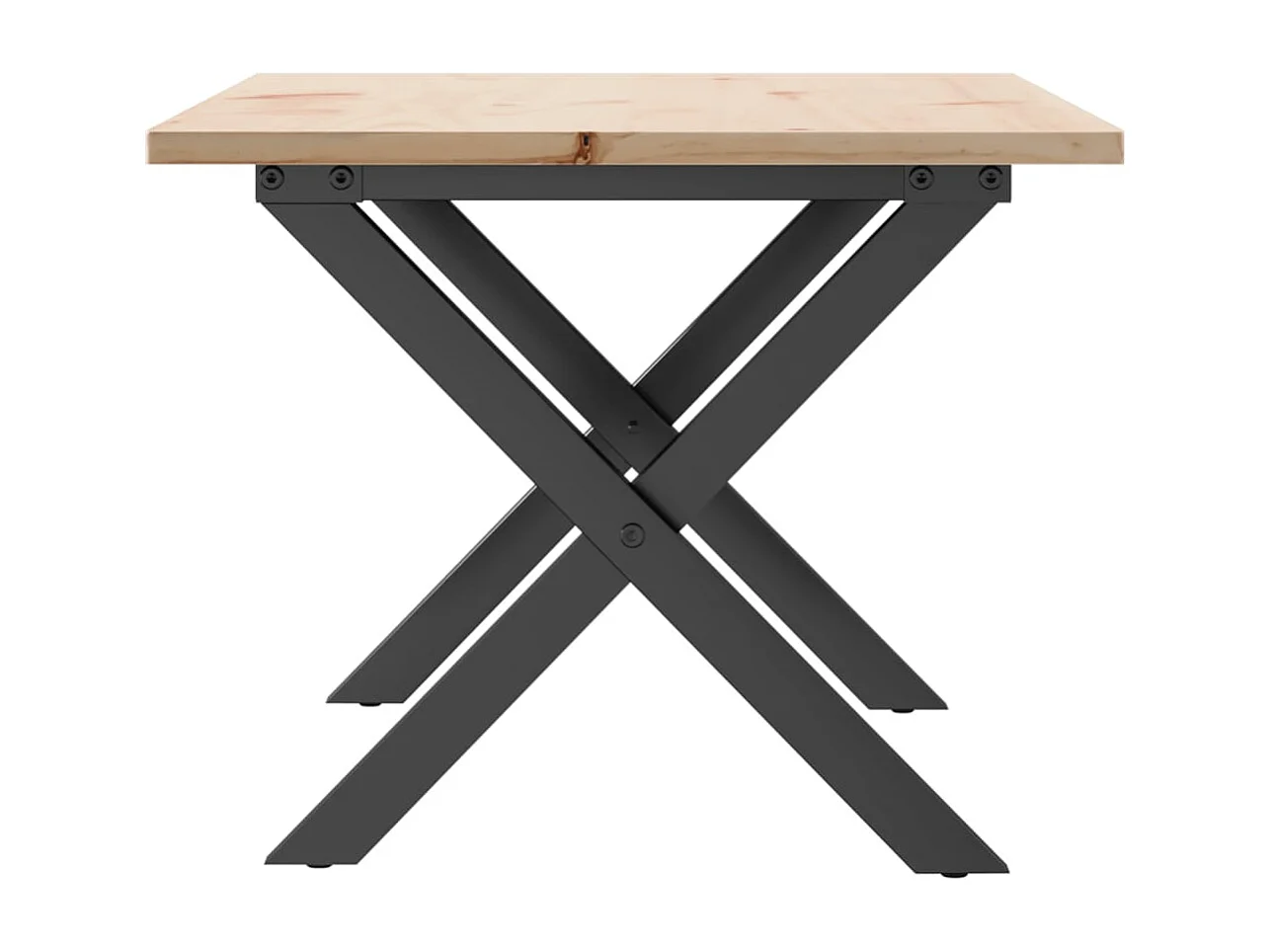 Mesa de centro con estructura en X 80x50x40 cm madera maciza de pino y acero