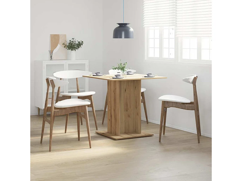 Handgemaakte eikenhouten eettafel 80x80x75 cm van bewerkt hout