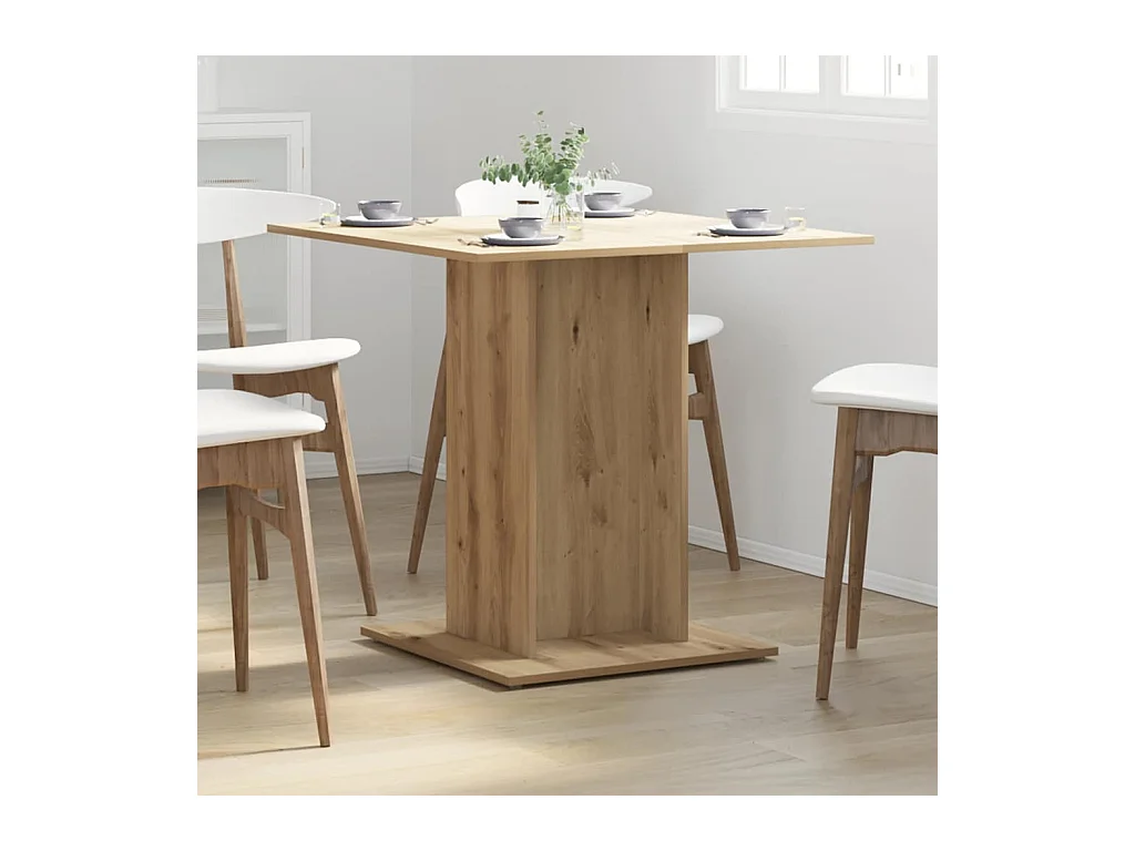 Handgemaakte eikenhouten eettafel 80x80x75 cm van bewerkt hout