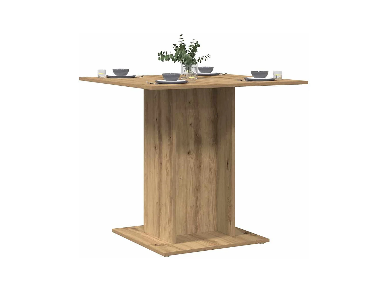 Handgemaakte eikenhouten eettafel 80x80x75 cm van bewerkt hout