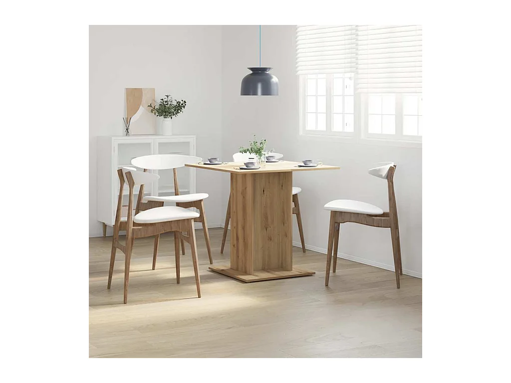 Handgemaakte eikenhouten eettafel 80x80x75 cm van bewerkt hout
