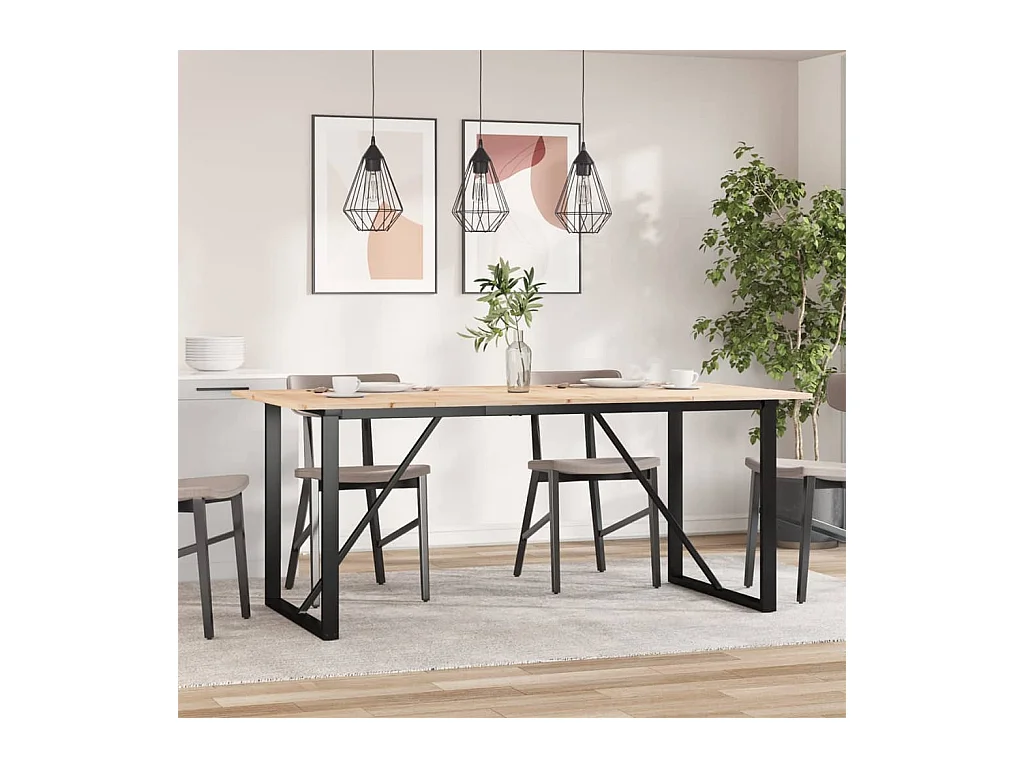 Eettafel O-frame 180x90x75 cm massief grenenhout staal