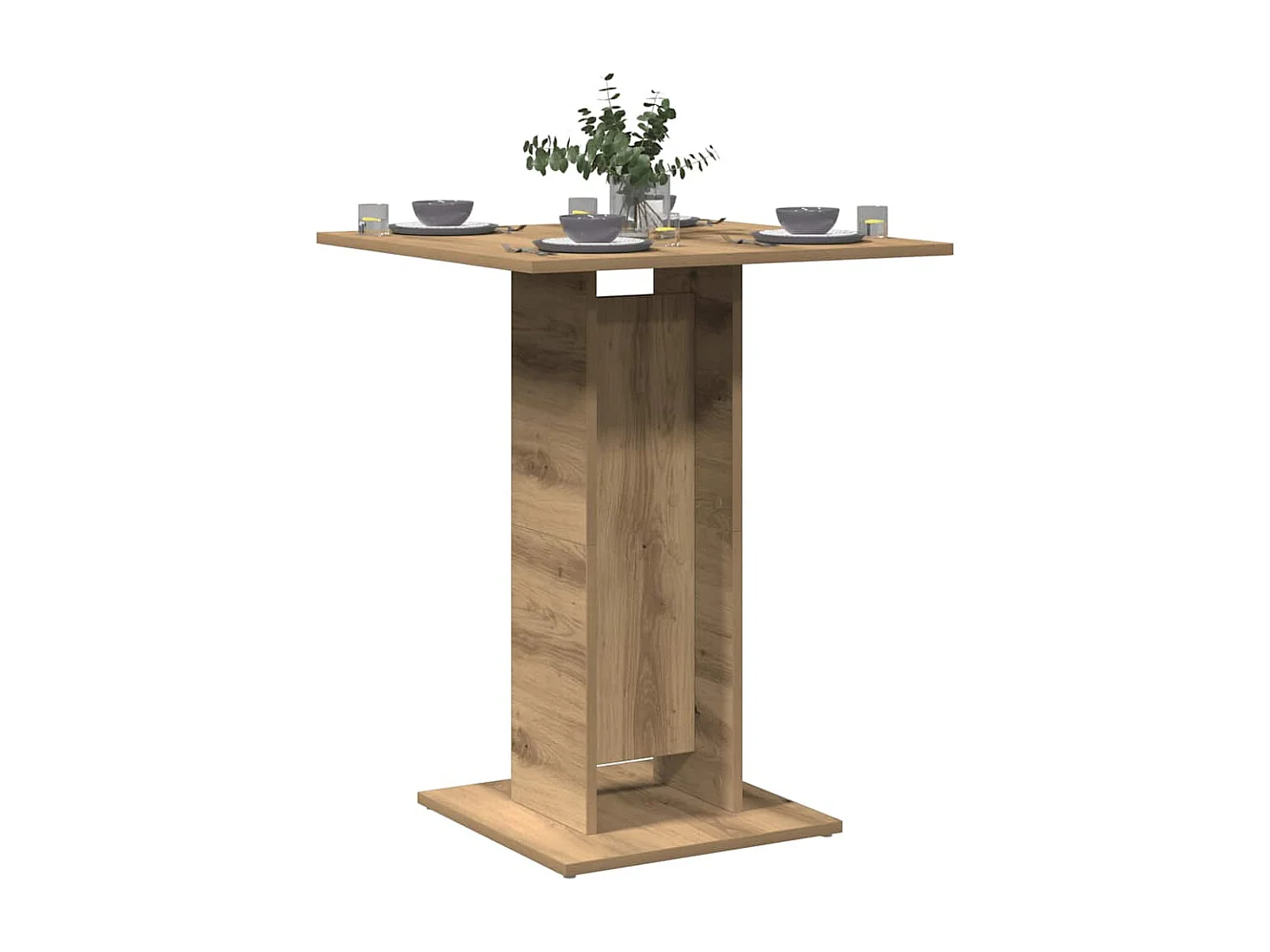 Table de bistro chêne artisanal 60x60x75 cm bois d'ingénierie