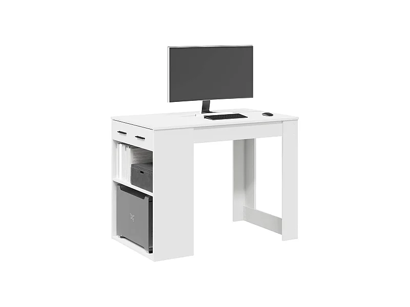 Bureau met lade en plank van wit bewerkt hout