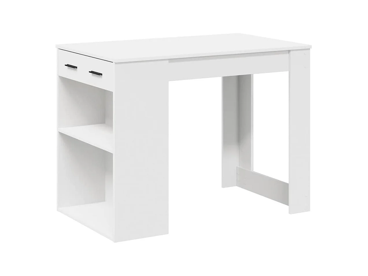 Bureau avec tiroir et étagère blanc bois d'ingénierie