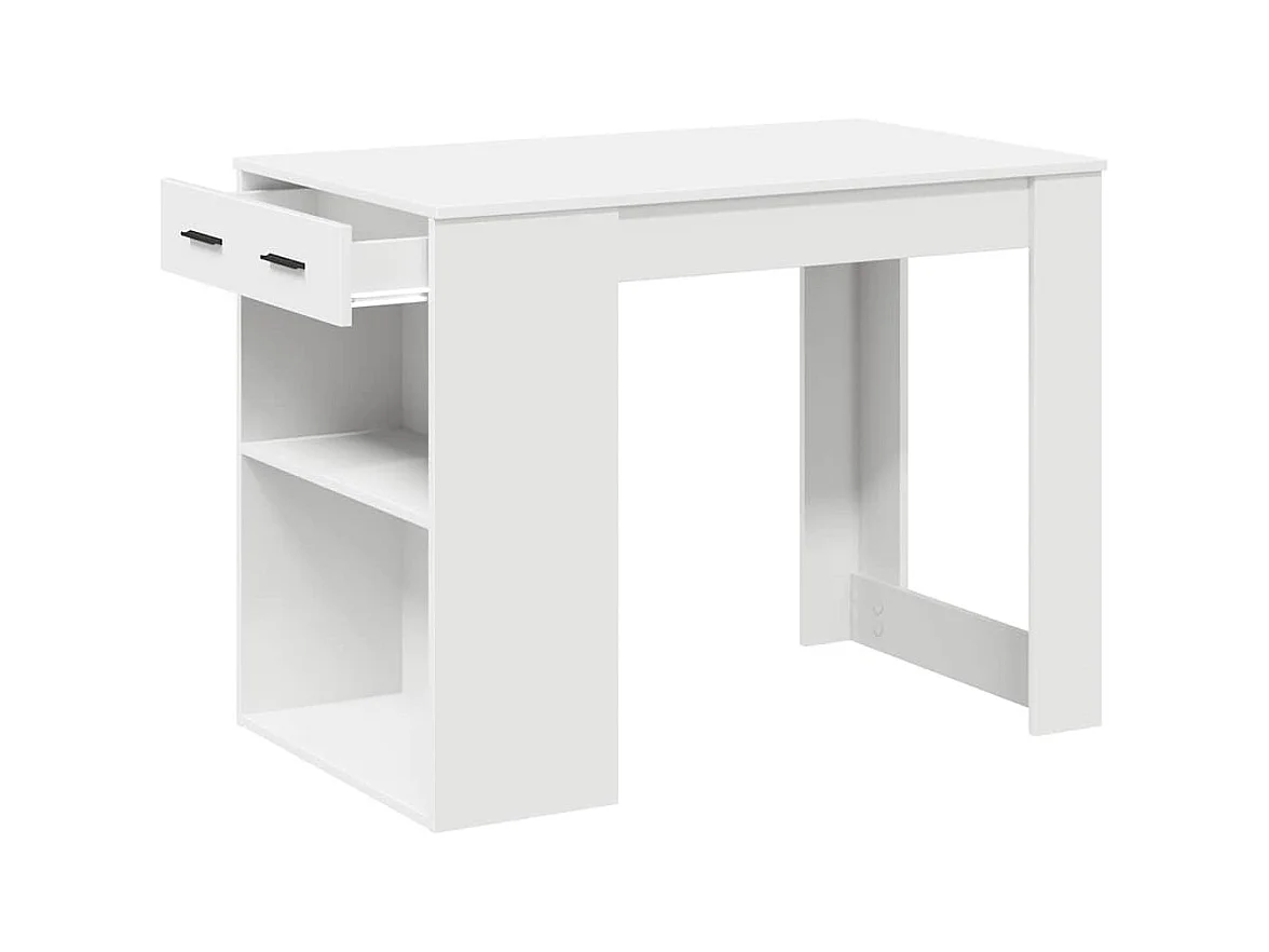 Bureau avec tiroir et étagère blanc bois d'ingénierie