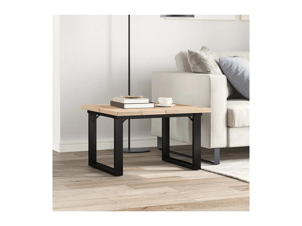 O-frame salontafel 60x60x40,5cm massief grenenhout en staal