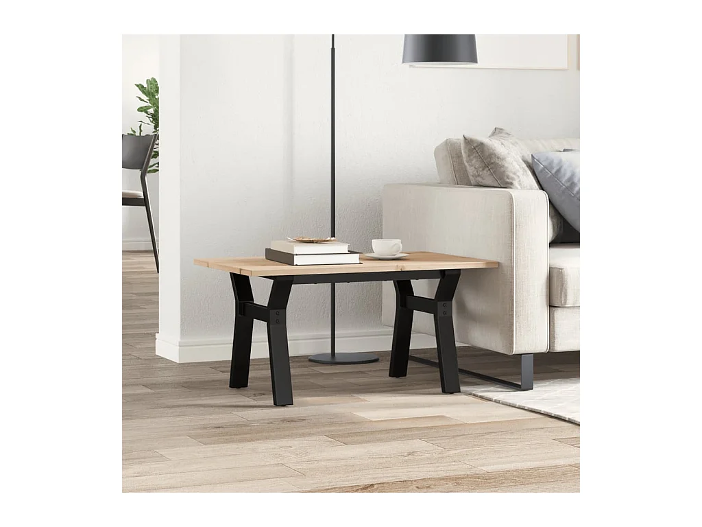 Y-frame salontafel 80x50x40 cm massief grenenhout en staal