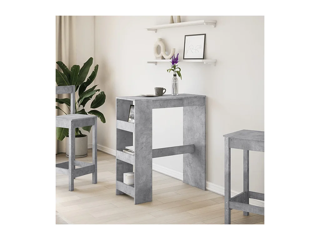 Betongrijze bartafel van bewerkt hout met planken