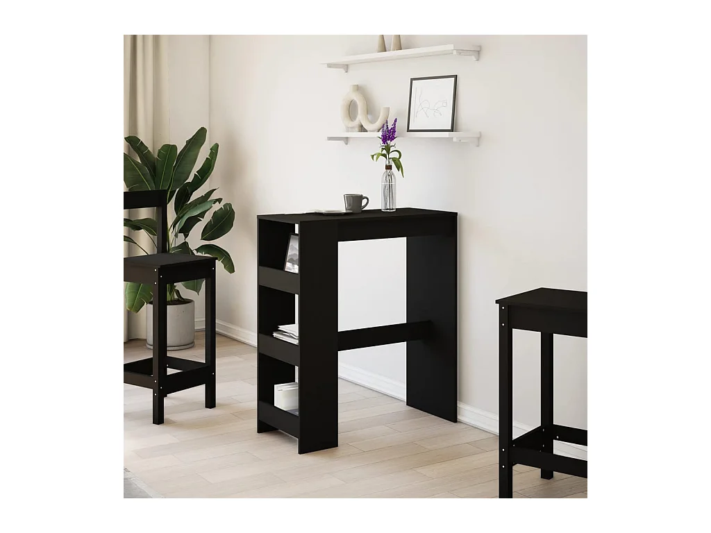 Bartafel met planken van zwart bewerkt hout