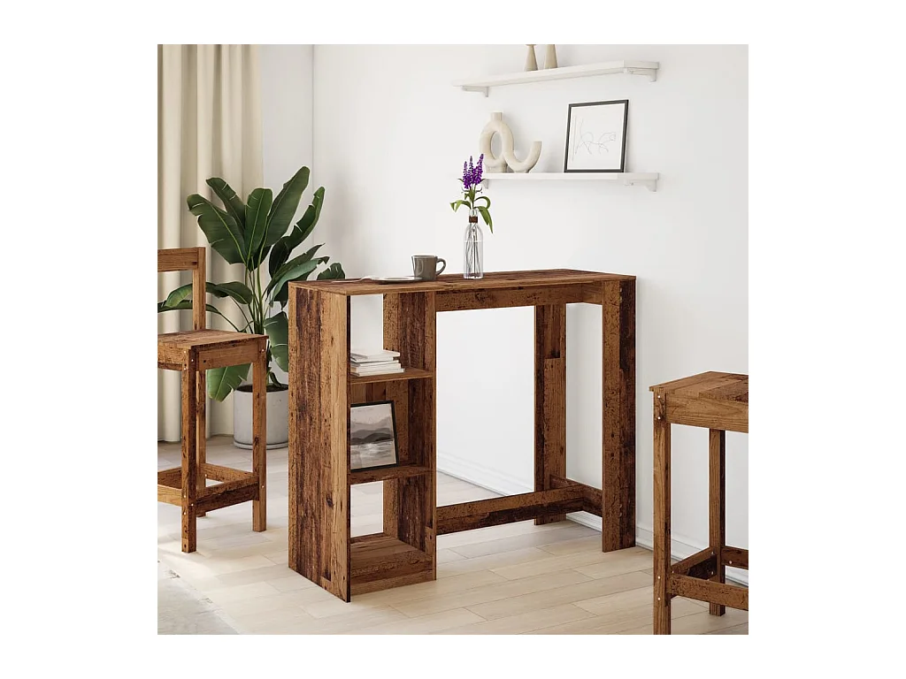 Bartafel met plank oud hout bewerkt hout