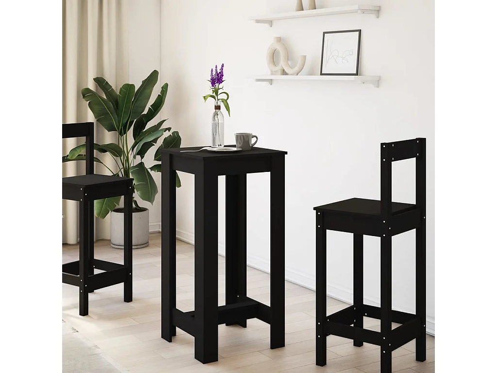 Mesa de bar negra 51x50x103,5 cm madera de ingeniería