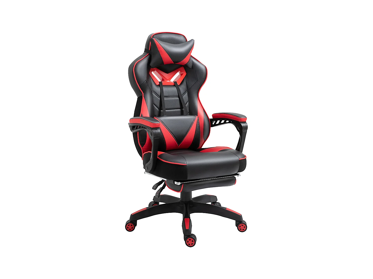 Chaise de bureau gaming avec fonction massage, cuir synthétique, noir et bleu (65x70x118.5-128.5 cm)