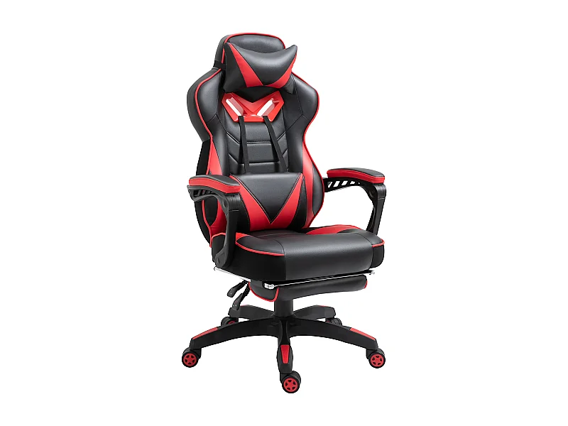 Chaise de bureau gaming avec fonction massage, cuir synthétique, noir et bleu (65x70x118.5-128.5 cm)