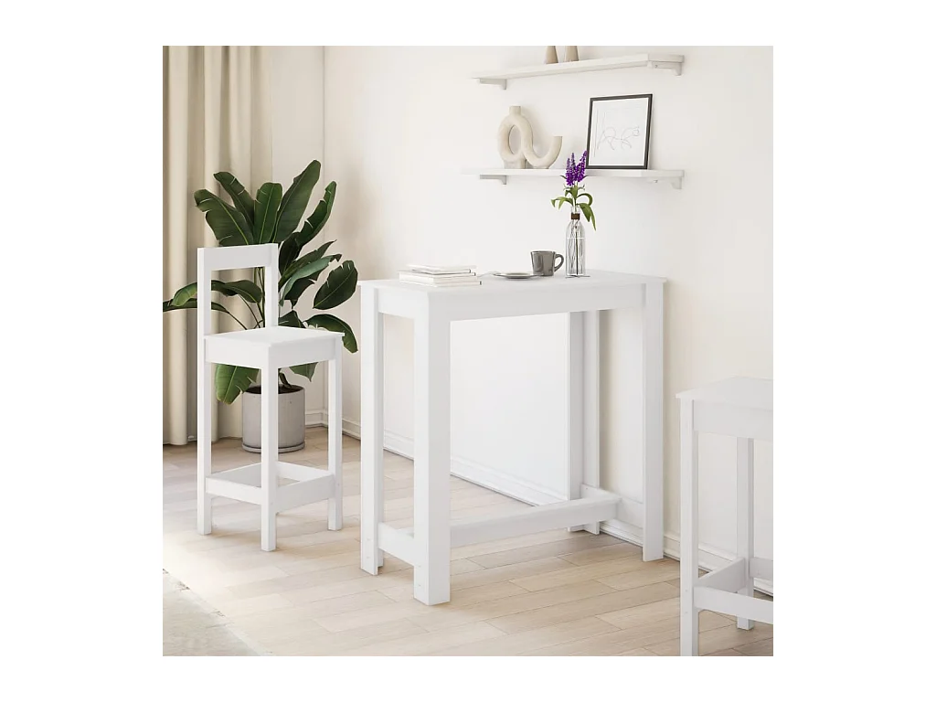 Witte bartafel 102x50x103,5 cm bewerkt hout