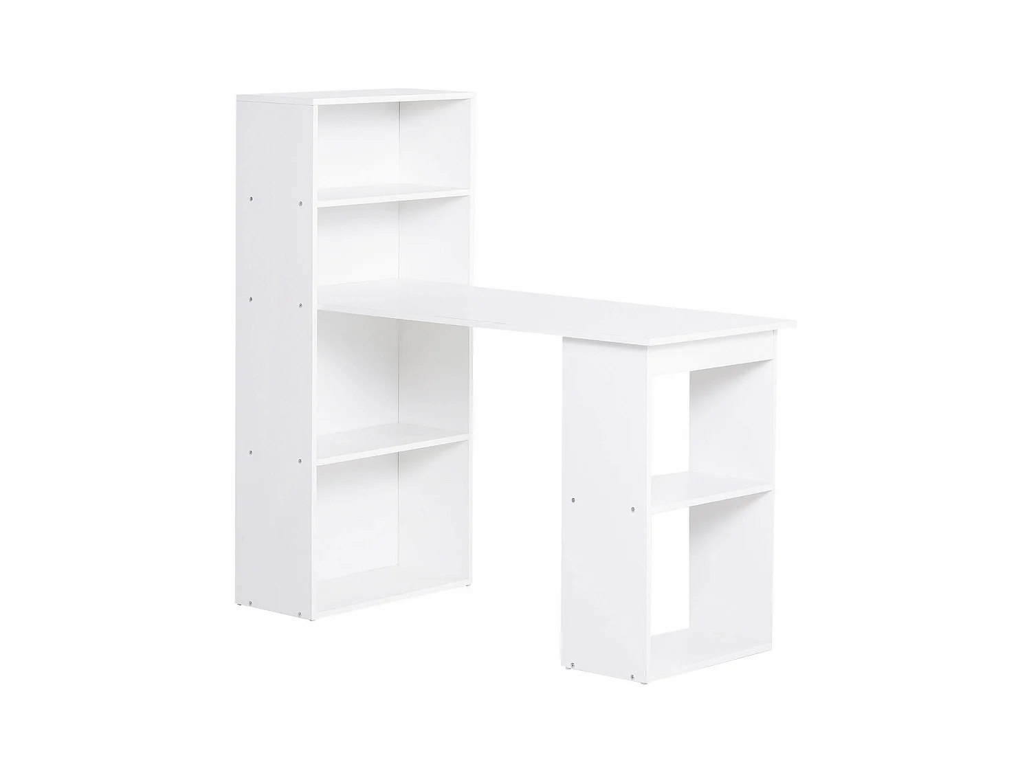 Bureau avec étagères, design moderne, contreplaqué, blanc (120x55x120cm)