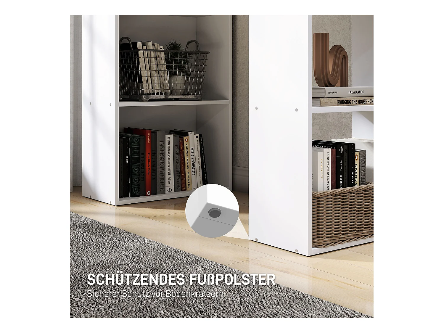 Bureau avec étagères, design moderne, contreplaqué, blanc (120x55x120cm)