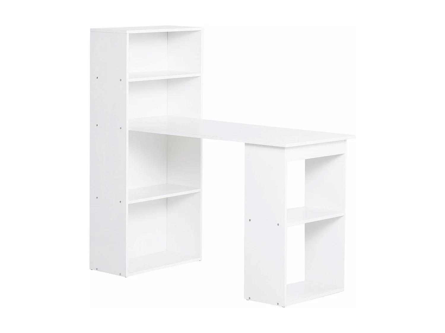 Bureau avec étagères, design moderne, contreplaqué, blanc (120x55x120cm)