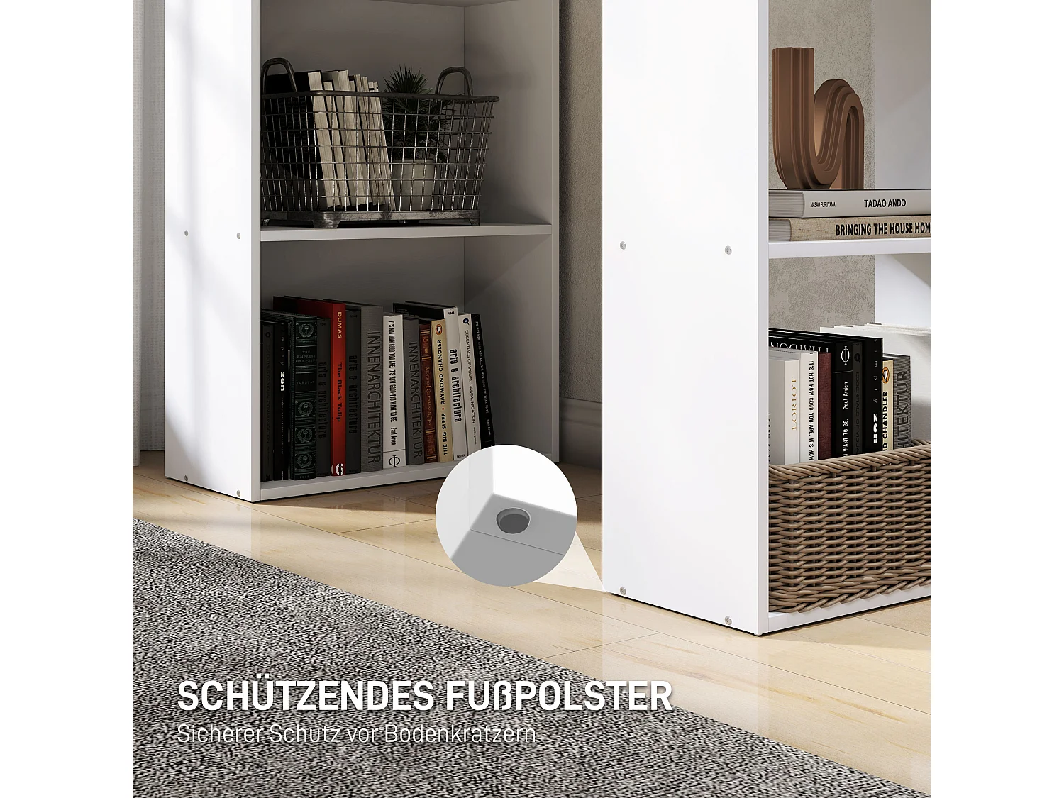 Bureau avec étagères, design moderne, contreplaqué, blanc (120x55x120cm)