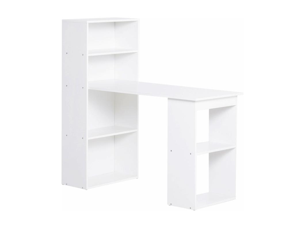 Bureau met planken, modern design, multiplex, wit (120x55x120cm)