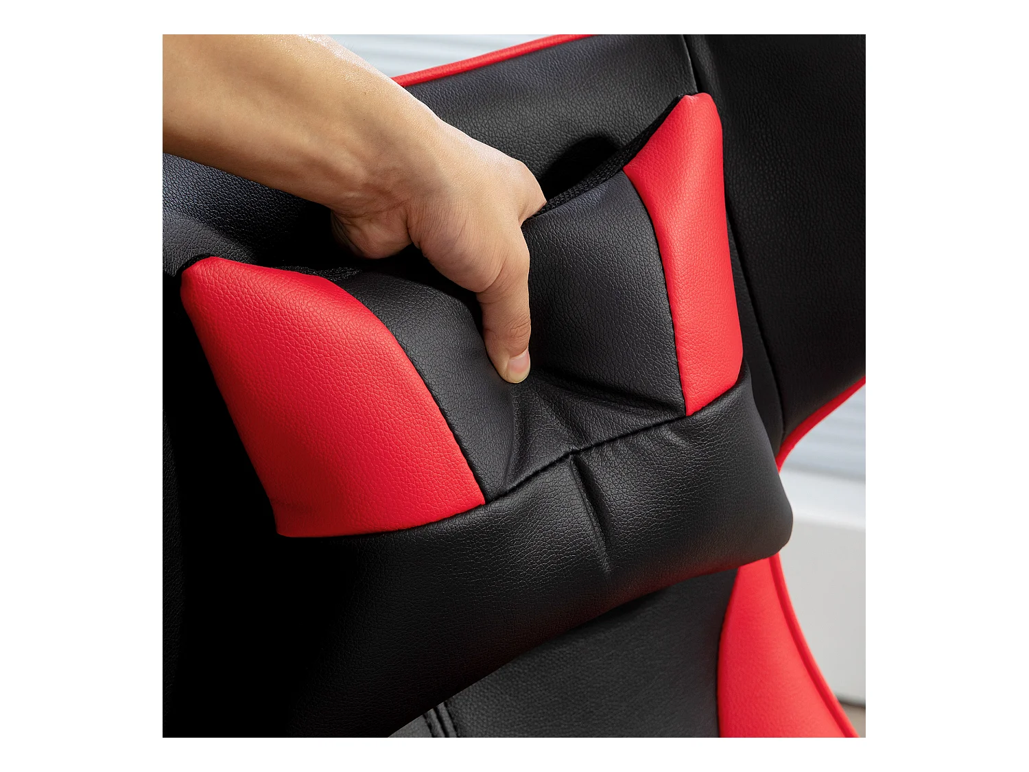 Chaise gaming avec fonction bascule, ergonomique, ajustable, plastique, noir+rouge (67x71x112 cm)