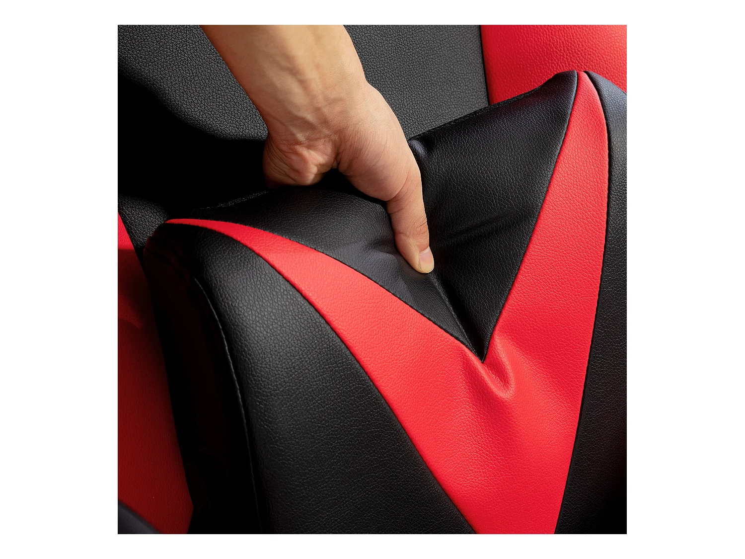 Chaise gaming avec fonction bascule, ergonomique, ajustable, plastique, noir+rouge (67x71x112 cm)
