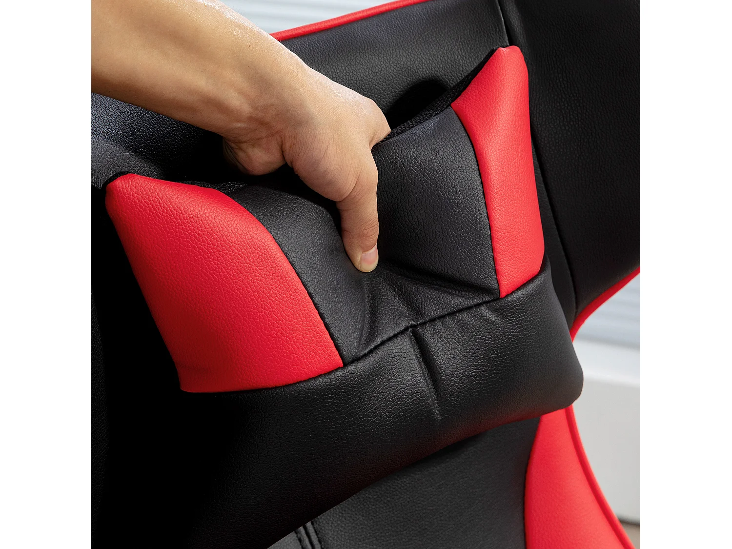 Chaise gaming avec fonction bascule, ergonomique, ajustable, plastique, noir+rouge (67x71x112 cm)