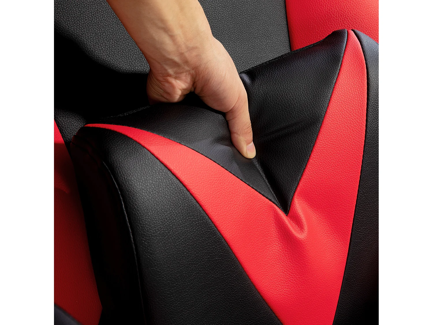 Chaise gaming avec fonction bascule, ergonomique, ajustable, plastique, noir+rouge (67x71x112 cm)