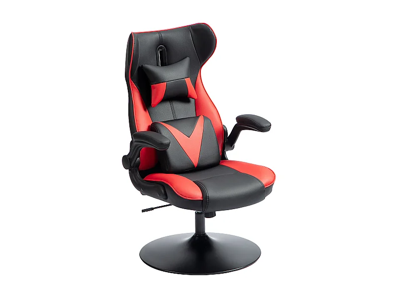Chaise gaming avec fonction bascule, ergonomique, ajustable, plastique, noir+rouge (67x71x112 cm)