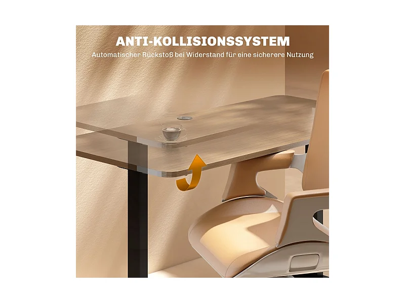 Elektrisch verstelbaar bureauframe, dubbele motor, 3-positie geheugen, zwart staal (83x45x70-118cm)