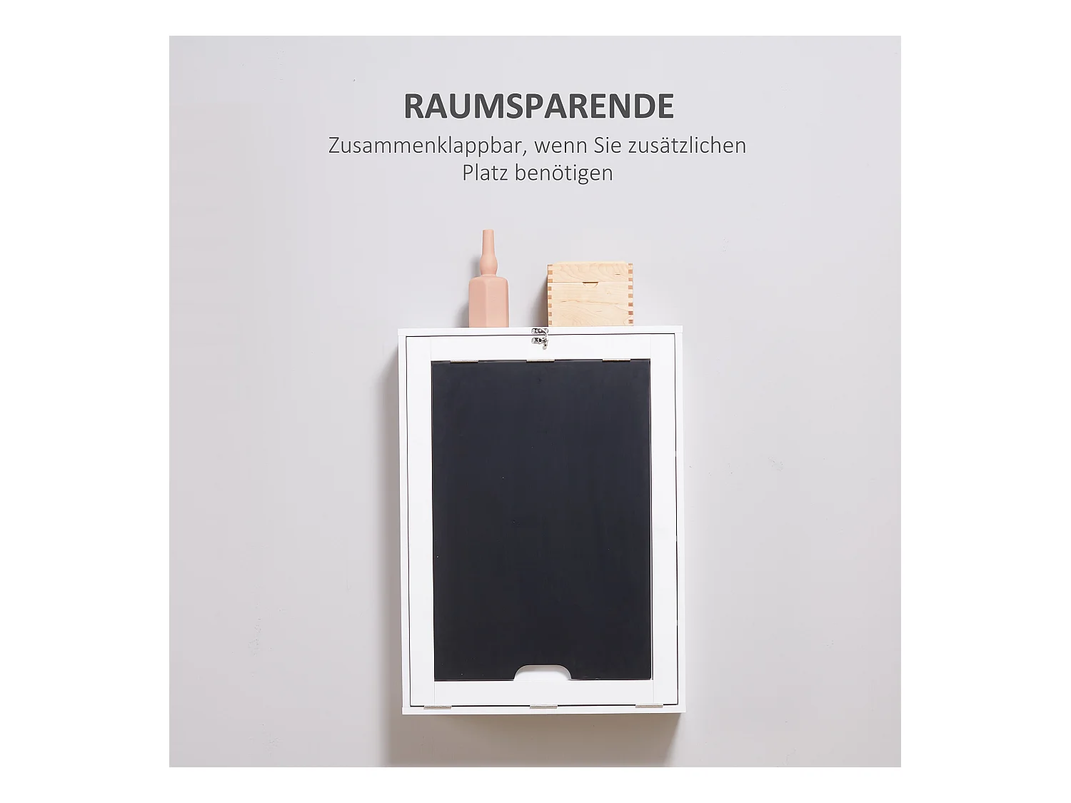 Bureau mural pliant avec 5 compartiments, tableau en blanc et noir, MDF (60x94.5x147 cm)