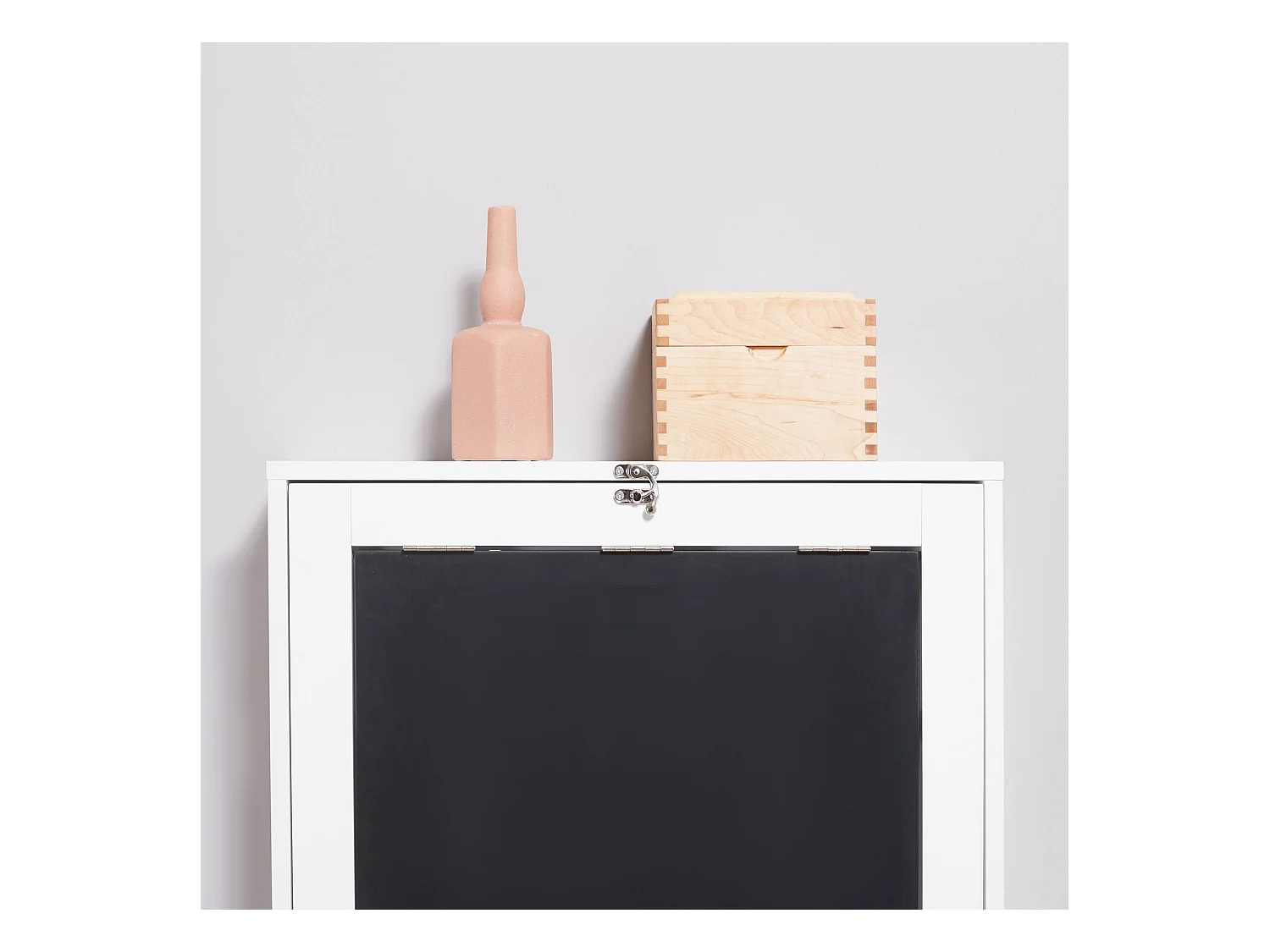 Bureau mural pliant avec 5 compartiments, tableau en blanc et noir, MDF (60x94.5x147 cm)