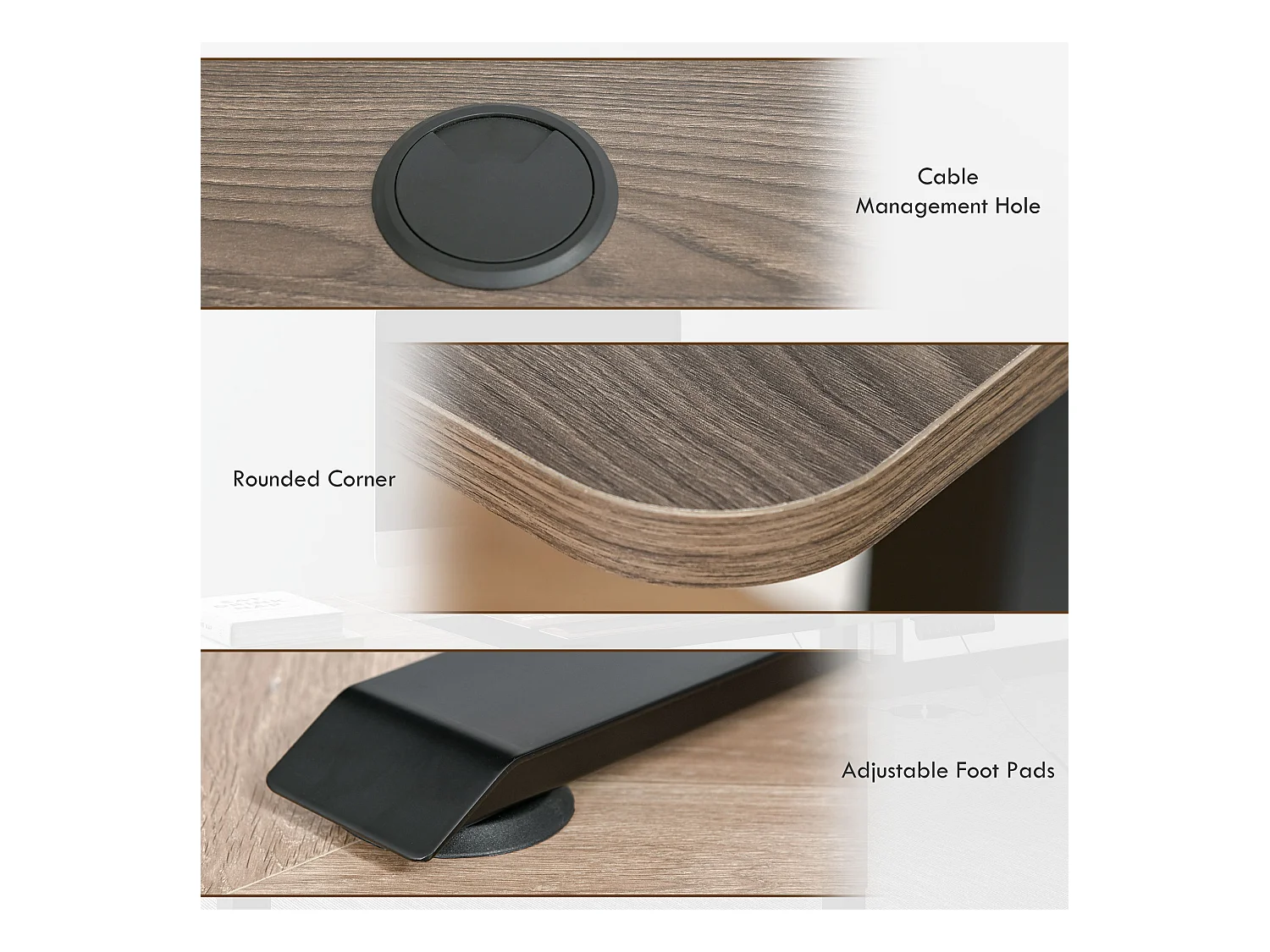 Elektrisch in hoogte verstelbaar bureau, ijzeren constructie, modern design, zwart en naturel (140x70x72-116cm)