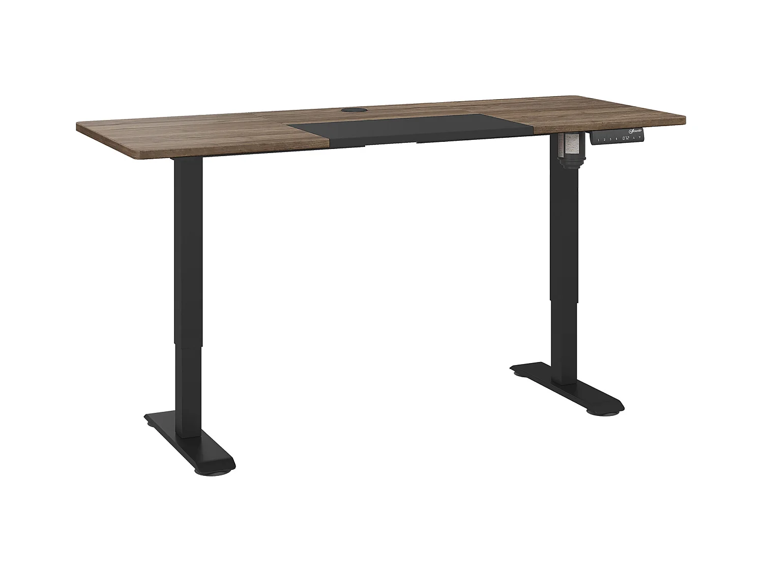 Bureau électrique réglable en hauteur, structure en fer, design moderne, noir et naturel (140x70x72-116cm)