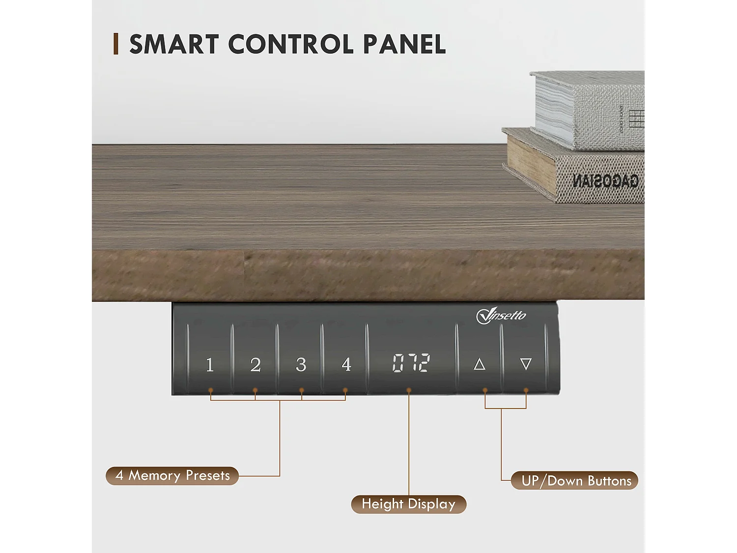 Escritorio eléctrico regulable en altura, estructura de hierro, diseño moderno, color negro y natural (140x70x72-116cm)