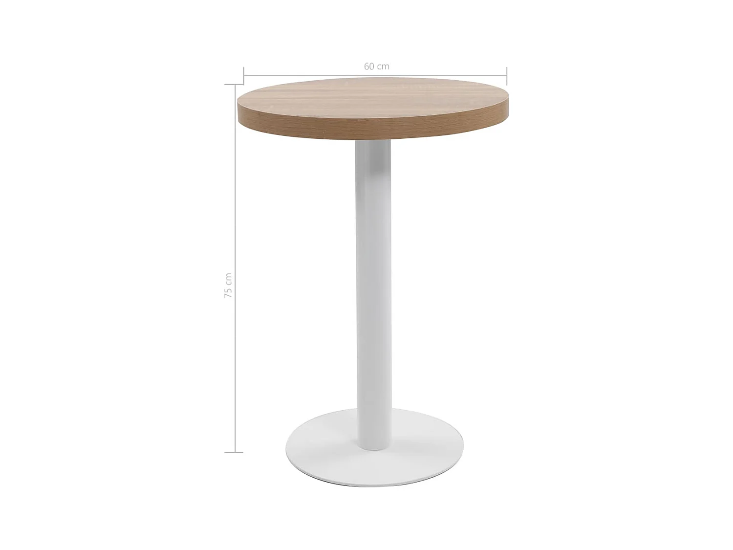 Mesa de bistró marrón claro de 60 cm de MDF