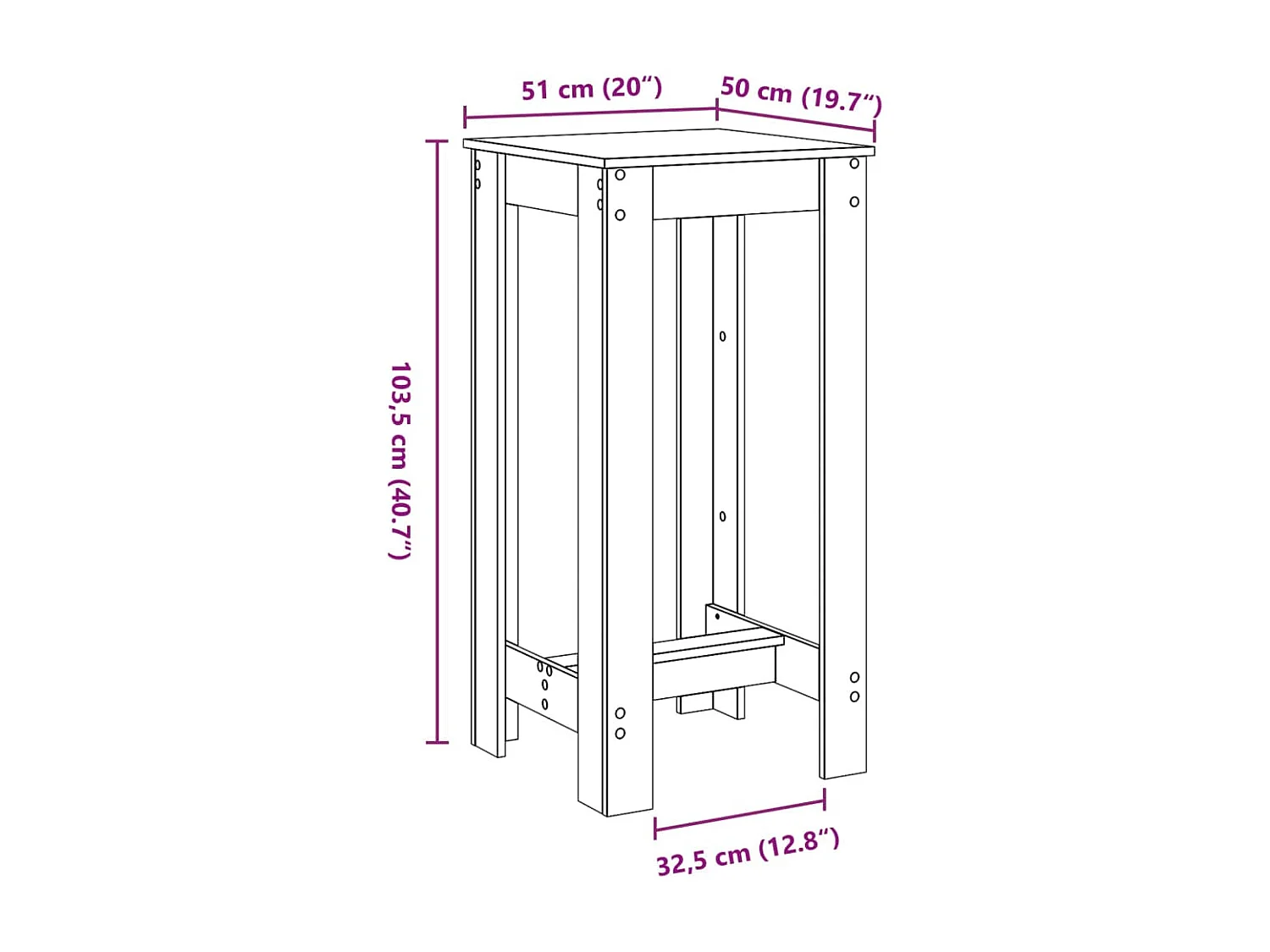 Sonoma bartafel grijs 51x50x103,5 cm bewerkt hout