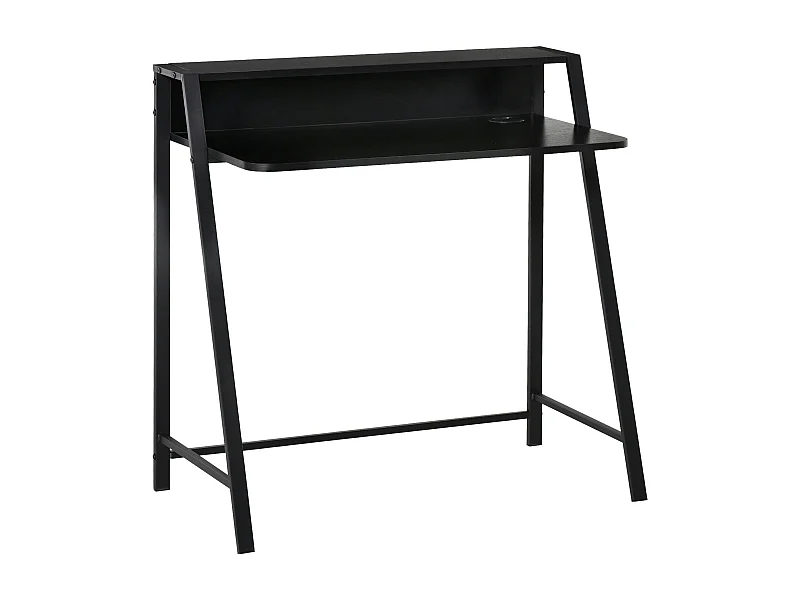 Bureau informatique avec gestion des câbles, MDF, métal, noir (84x45x85 cm)