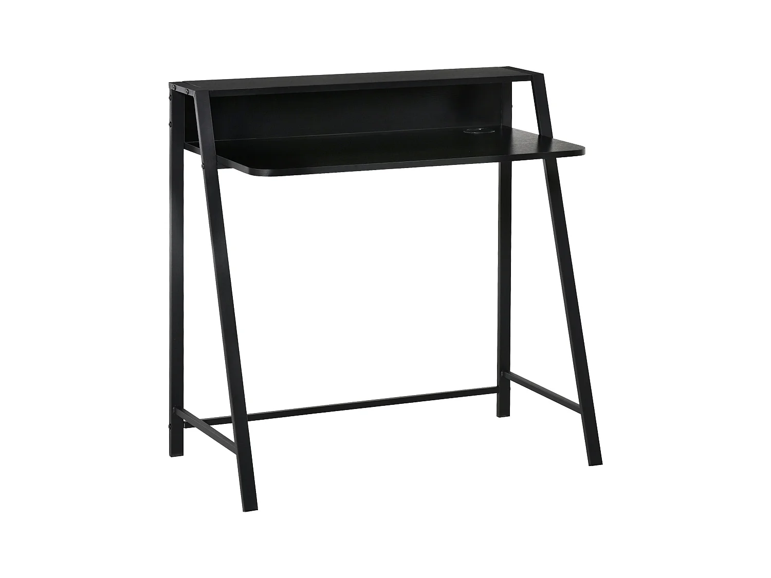 Bureau informatique avec gestion des câbles, MDF, métal, noir (84x45x85 cm)