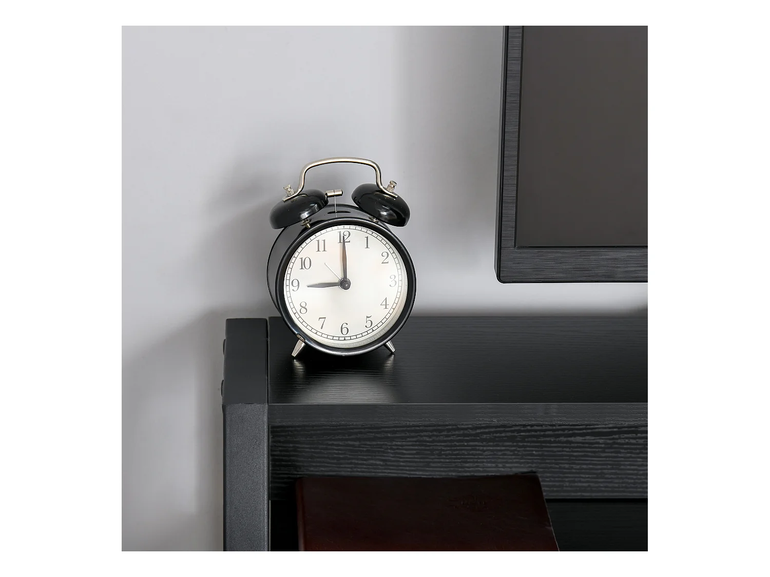 Bureau informatique avec gestion des câbles, MDF, métal, noir (84x45x85 cm)