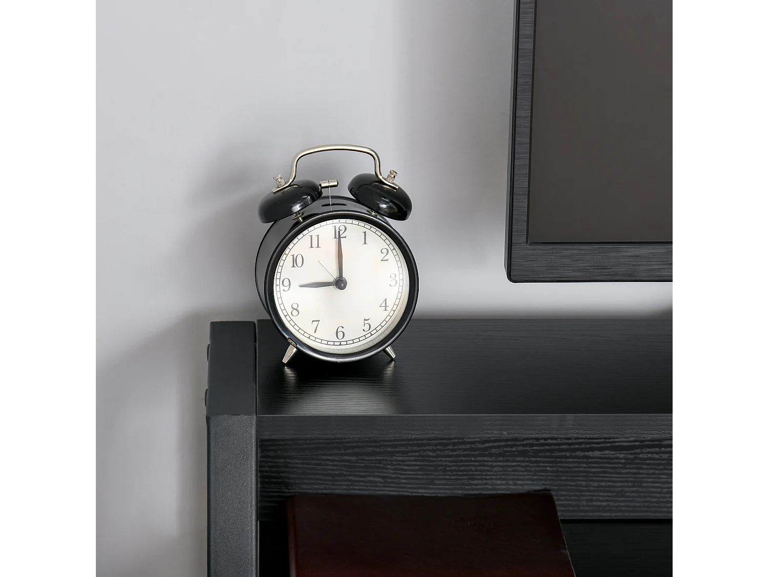 Bureau informatique avec gestion des câbles, MDF, métal, noir (84x45x85 cm)