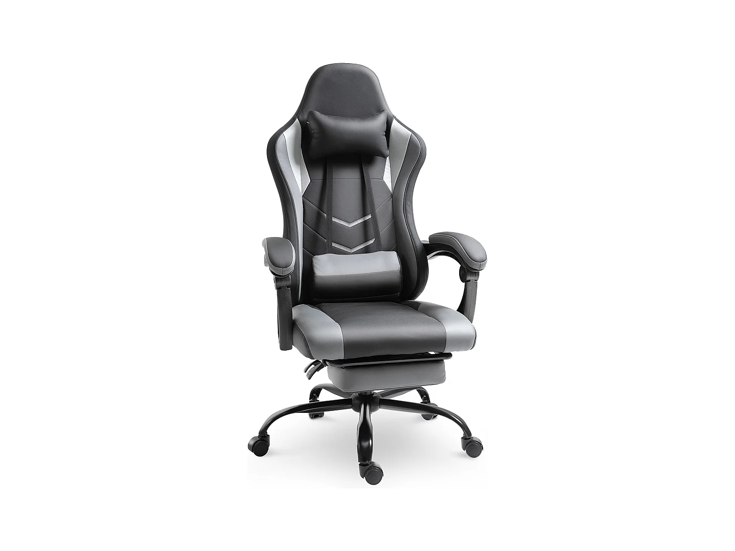 Fauteuil gaming ergonomique avec repose-pieds, mousse, noir, dossier inclinable jusqu’à 160° (62x52x128cm)