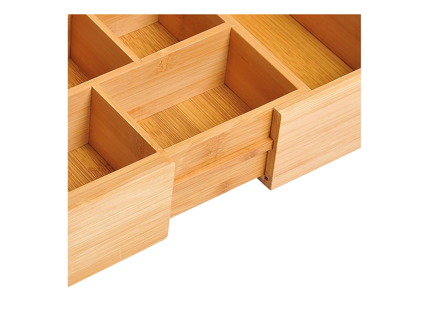 Opbergdoos met uitschuifbare lades, gemaakt van natuurlijk bamboe (24,6x17,6x7 cm)