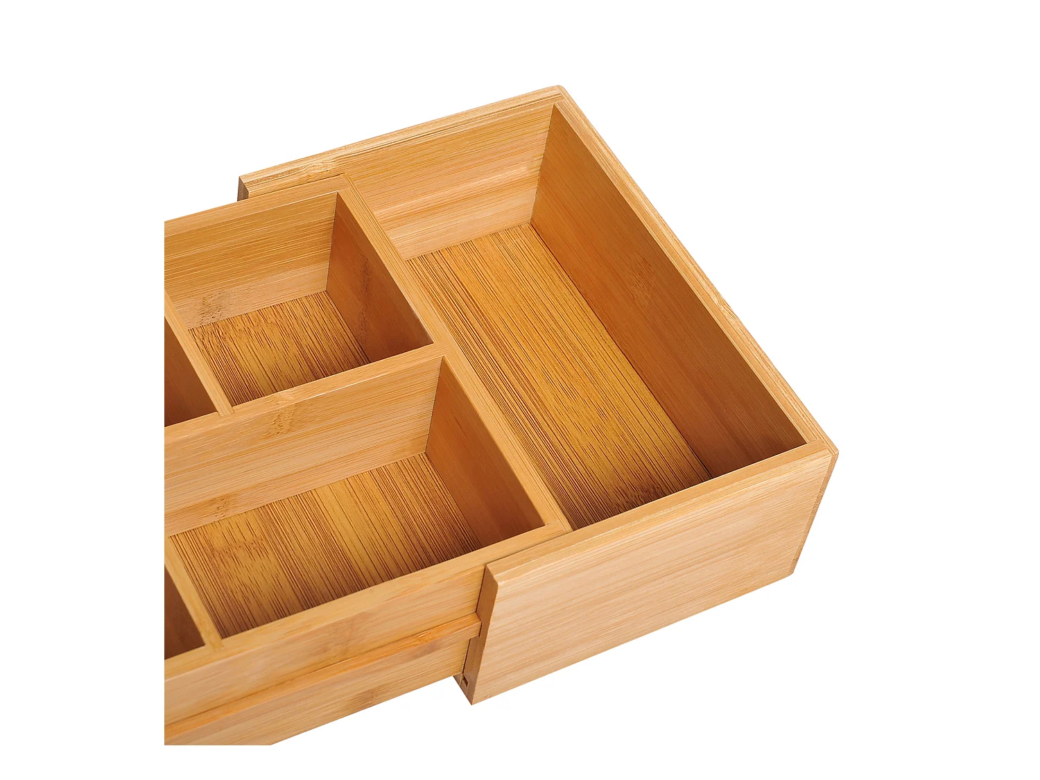 Opbergdoos met uitschuifbare lades, gemaakt van natuurlijk bamboe (24,6x17,6x7 cm)