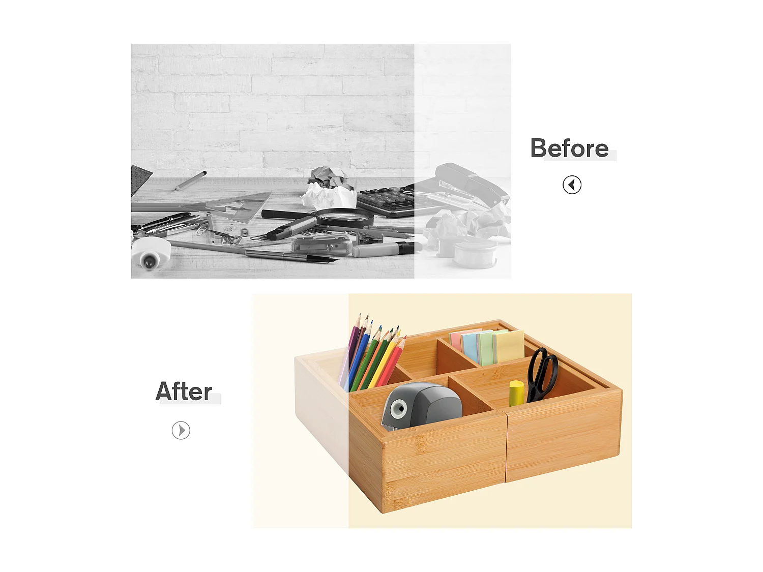 Boîte de rangement avec tiroirs extensibles, en bambou naturel (24.6x17.6x7 cm)