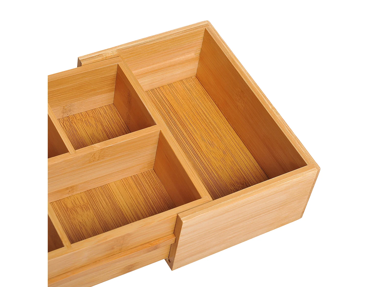 Boîte de rangement avec tiroirs extensibles, en bambou naturel (24.6x17.6x7 cm)