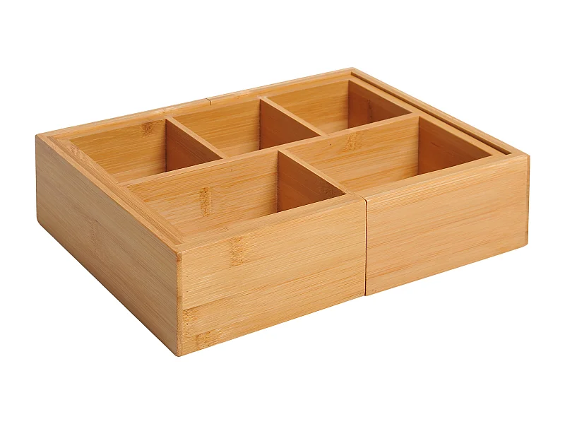 Boîte de rangement avec tiroirs extensibles, en bambou naturel (24.6x17.6x7 cm)