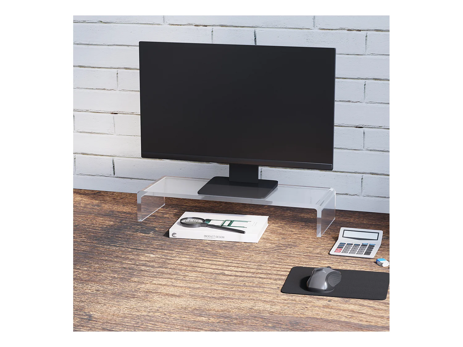 Support ergonomique pour moniteur, acrylique transparent, pour ordinateur portable et écran LCD (53x19x9 cm)