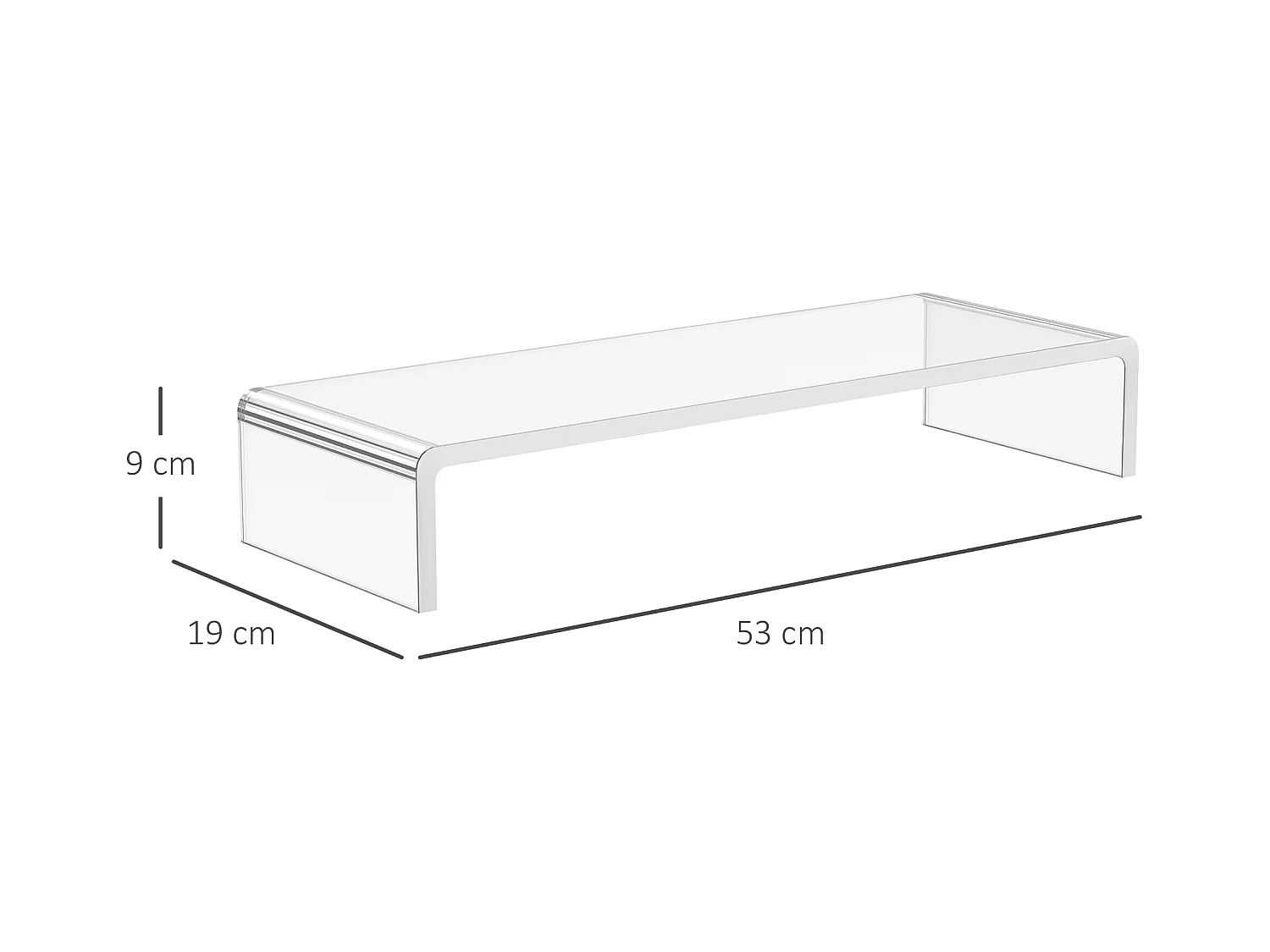 Support ergonomique pour moniteur, acrylique transparent, pour ordinateur portable et écran LCD (53x19x9 cm)