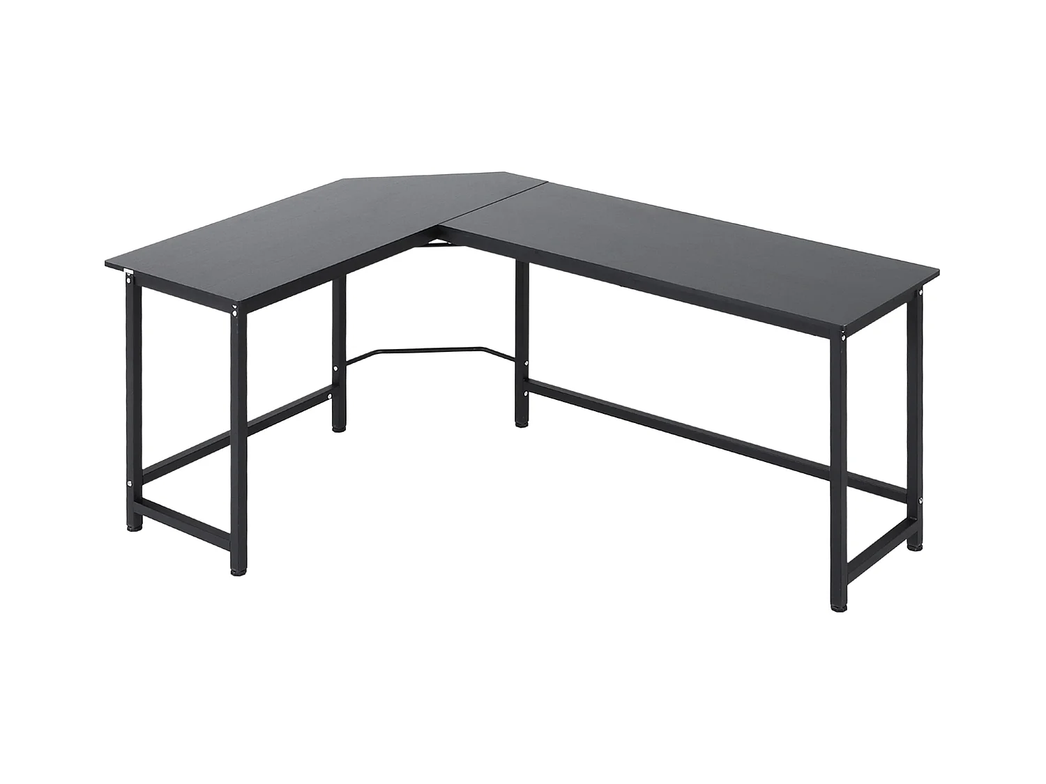 Bureau d'angle réglable en hauteur, métal, noir, avec étagères, (168x120x75 cm)